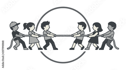 Obraz na plátně Children playing tug of war game.
