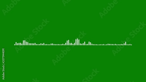 audio wave animation isolated on green background.  music wave form, sound wave audio wave from isolated. Music equalizer, audio waves or sound frequency in lines. 4k digital sound spectrum loop.