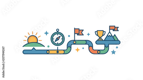 Foto Colorful illustration of success journey.