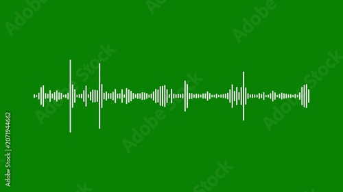audio waveform animation on green background. audio sound waveform spectrum animation, Abstract audio wave digital frequency. Audio wave oscillation graph motion. Frequency audio waveform spectrum.