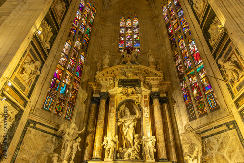 Milan Cathedral (Duomo di Milano) interior. Milan, Lombardy, Italy.