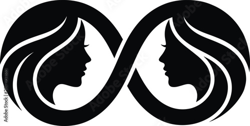 Foto Infinity symbol showing two female silhouettes facing towards each other