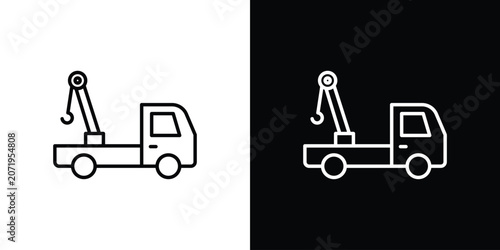 Foto Tow truck icon symbol. Vector outline drawing.