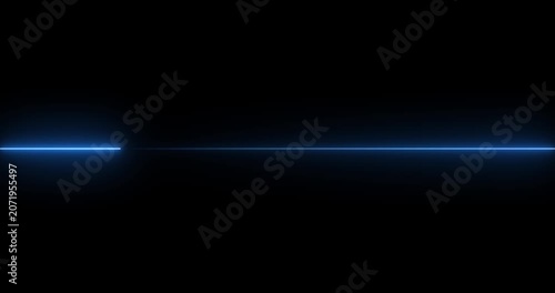 Glowing neon line straight neon laser animation. Horizontal line on a black background straight neon laser line seamless loop perfect for futuristic concept