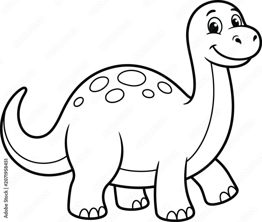 Fototapeta premium Friendly dinosaur coloring page for children prehistoric creature