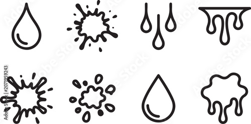 Tableau sur toile Water droplet splash and evaporation icons set