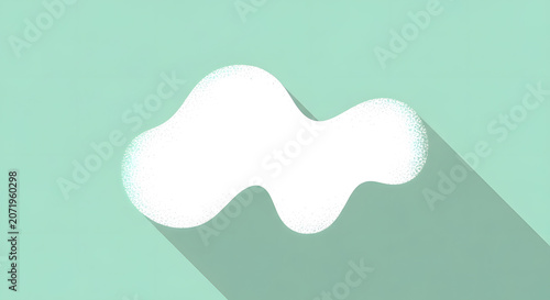 Minimalist White Abstract Shape With Long Drop Shadow Isolated On A Pastel Green Background