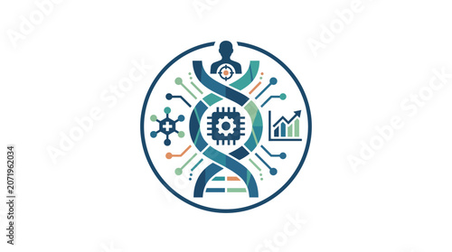 Tableau sur toile Biotechnology and Genetic Engineering Vector Badge
