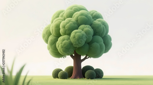 Cute cartoon tree in a fairy tale world