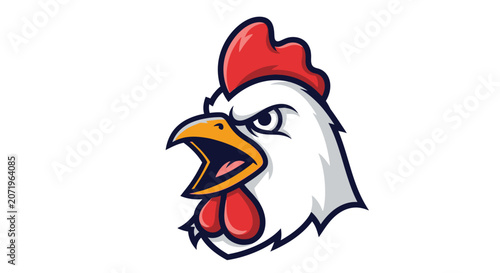 Angry white rooster head mascot mascot illustration.