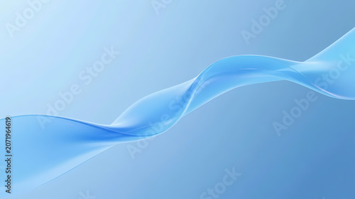 Flowing blue ribbon on soft background