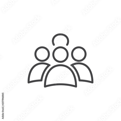 Minimalist Line Drawing of Group of People – Black and White Community Icon
