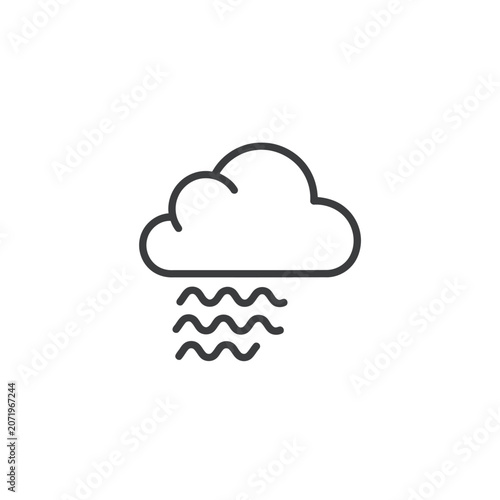 Minimalist Line Drawing of Cloud with Fog – Black and White Weather Icon