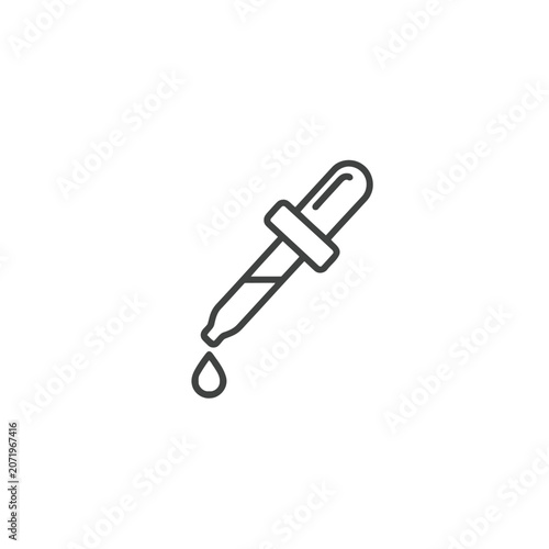 Minimalist Line Drawing of Dropper with Droplet – Black and White Laboratory Icon