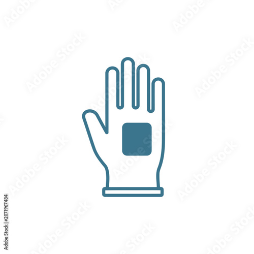 Minimalist Line Drawing of Hand with Palm Mark – Blue Healthcare Icon