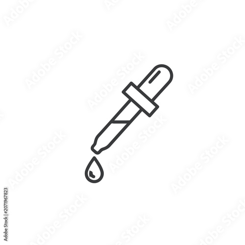 Minimalist Line Drawing of Dropper with Droplet – Black and White Precision Icon