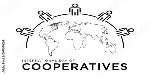 Foto International day of cooperatives logo design with a global map and people icons