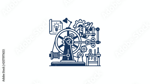 Foto Industrial machinery and gear system.