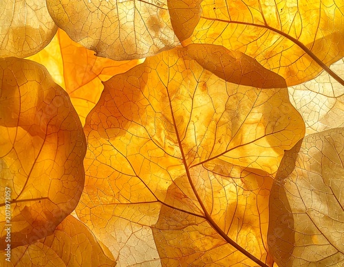 Close-up of vibrant autumn maple leaves in sunlight.