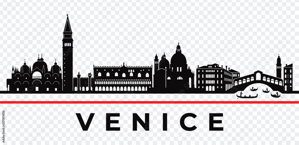 Obraz premium Venice italy skyline silhouette vector illustration