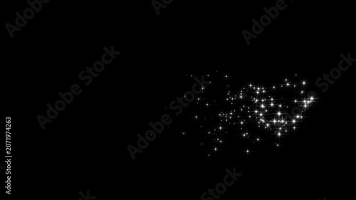 Magic glitter sparkle line trail animated, glowing light effect glitter loop star, white cartoon doodle sparkles glitter, glowing light effect in seamless 4K black screen animation for video.