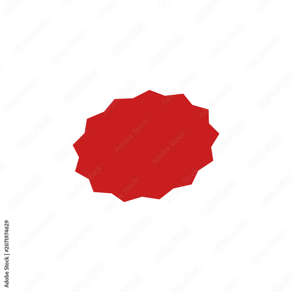 Fototapeta premium Blank Red Oval Jagged Starburst Sale Badge Sticker and Asymmetric Price Tag