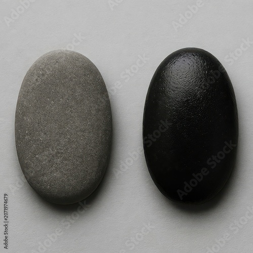 Dry matte stone paired with a wet glossy black pebble