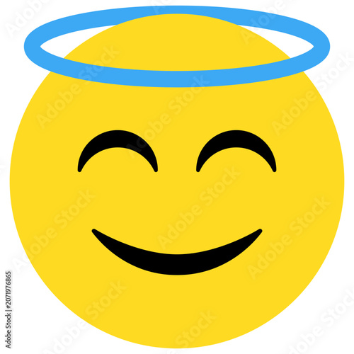 Smiling face with halo above head