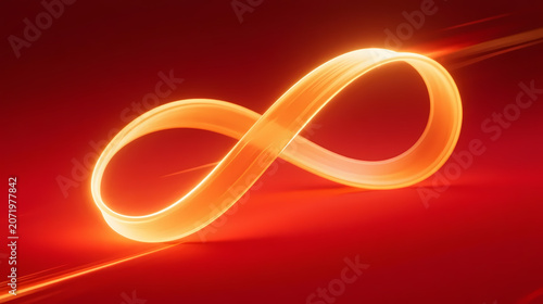 Glowing orange infinity symbol on red background