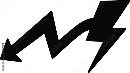 Downward trend with lightning bolt graphic