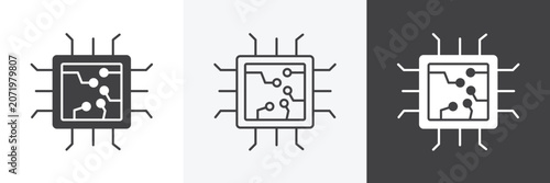 Tableau sur toile Microchip icons in Thin line black color