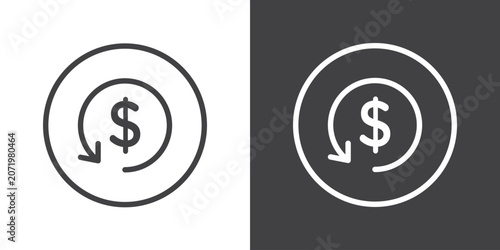 Refund icons in Thin line black color. flat simple vector symbols illustration.