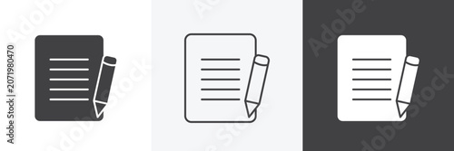 Registration paper icons in Thin line black color. flat simple vector symbols illustration.