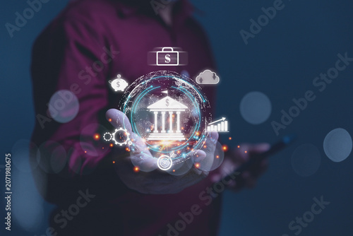 Businessman Managing Online Investment Portfolio and Corporate Wealth