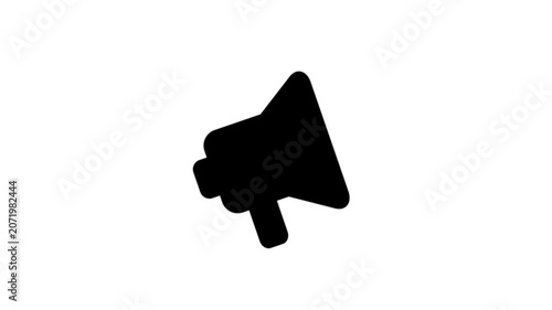 black megaphone icon with sound waves symbolizing an announcement or important communication