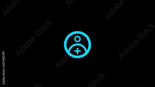 Minimal line art icon showing user profile with plus sign, representing account creation, adding new user, or inviting contacts in digital applications