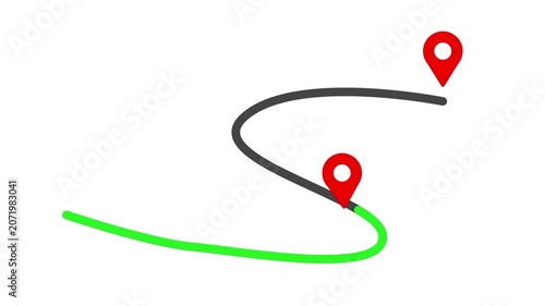 Animated map route pin moving to destination