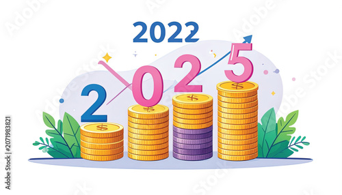Increasing stacks of gold coins money.