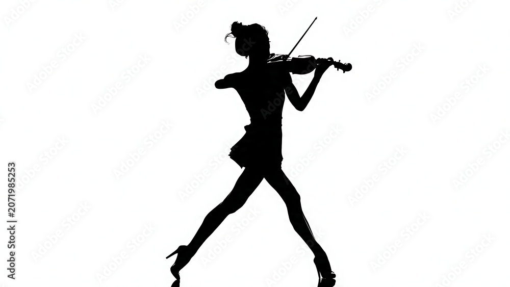 Fototapeta premium Silhouette of a person running in black and white.