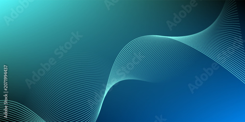 Abstract Blue Wave Background With Flowing Lines, Gradient Texture and Futuristic Technology Design