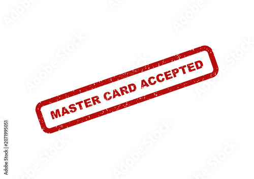 Photos Red rubber stamp impression with text master card accepted on paper