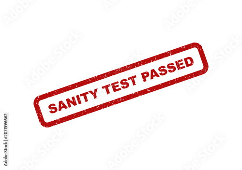 Fotografía Red rubber stamp impression with the text sanity test passed