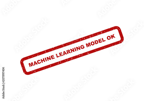 Red rubber stamp impression with machine learning model ok text