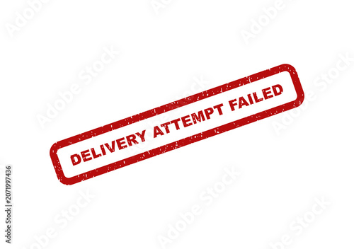 Red rubber stamp impression with text delivery attempt failed