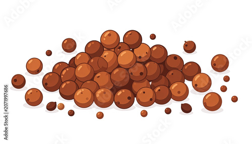 Heap of brown coffee beans.