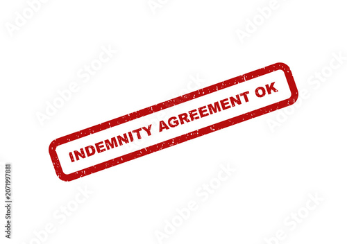 Obraz na płótnie Red rubber stamp text saying indemnity agreement ok on a document