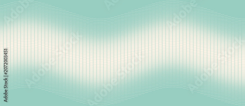 Φωτογραφία Rectangular grid vector background of mathematically varied teal lines on cream, with sinusoidal horizontal density variation creating a soundwave or heartbeat rhythm effect across the frame
