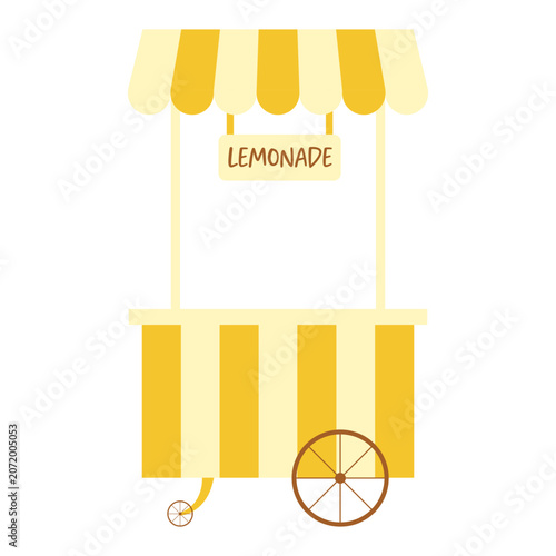 Summer Lemonade Stand Cart Vector Illustration for Fresh Citrus Drink Business and Market Booth