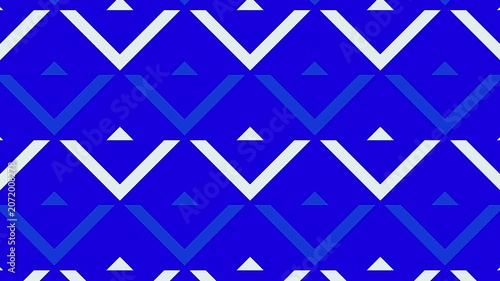 Dynamic blue abstract geometric chevron pattern motion background.