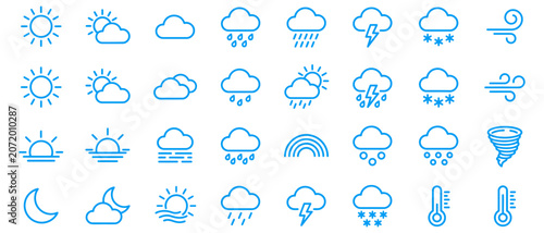 Photos Set of weather icons, outline style